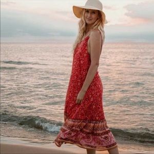 💃🏻Avery Boho Red Floral Dress Red Boho Dress